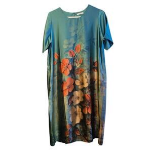 Metalicus satin floral shift dress